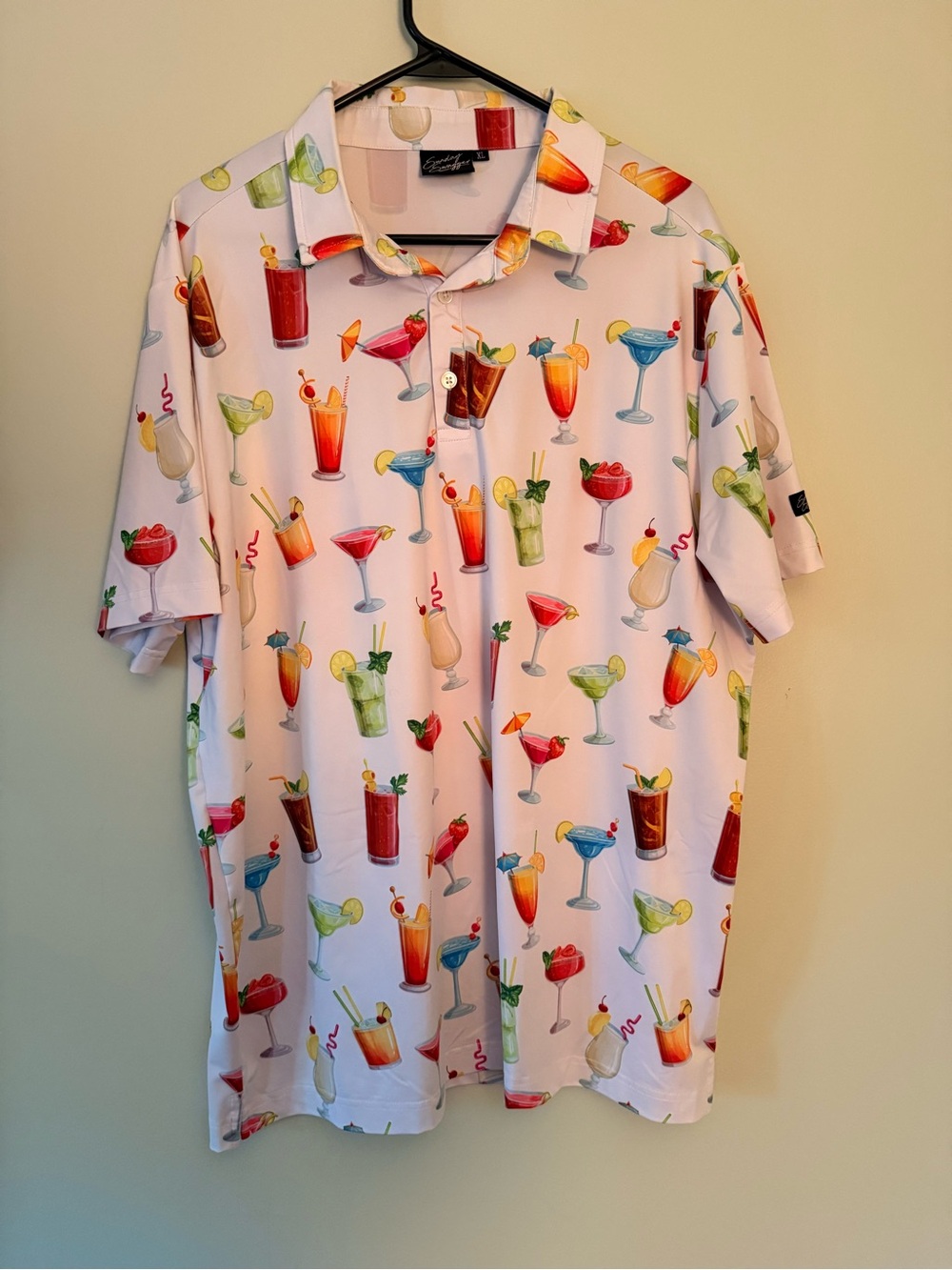 Men's Cocktail Print Short-Sleeve Polo - White